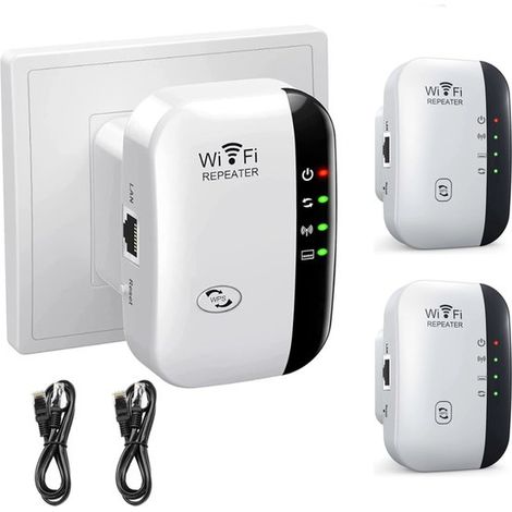 Wlan-repeater (2er-pack) – Einfache Installation – Signalverstärker Für Zuhause – Einrichtung Mit Einem Klick – Wlan-repeater – 300 Mbit/s – Ethernet-kabel (90 Cm) Im Lieferumfang Enthalten