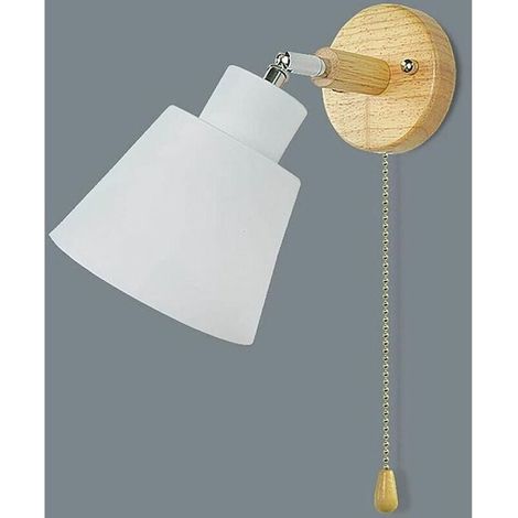 Wandleuchte Mit Zugschalter, 350° Frei Drehbar, Moderne Retro-nachttischlampe, Wandleuchte Aus Holz In Macaron-optik, E27-fassung, Geeignet Für Wohn- Und Schlafzimmer (weiß)