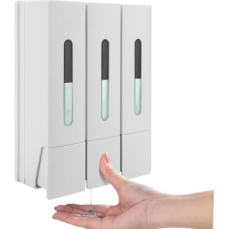 Wandmontierter Shampoo-spender Mit 3 Fächern, 400-ml-seifenspender, Duschgel, Shampoo, Für Badezimmer, Küche, Hotel, Büro, Krankenhaus (weiß)