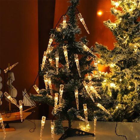 Warmweiße Lichterkette Für Den Außenbereich, Solar-led-eiszapfenlichter (7 M, 50 Leds, Wasserdicht, 8 Modi Für Die Innen- Und Außendekoration) Für Die Weihnachtsdekoration Im Garten