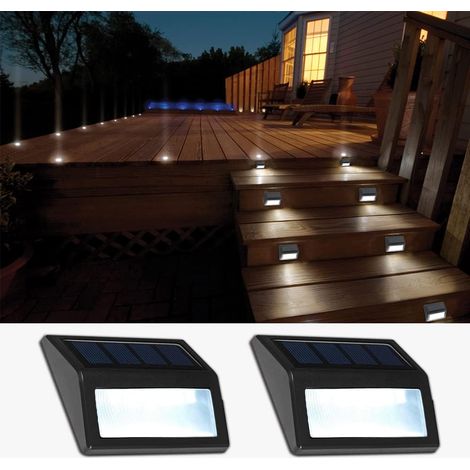 Wasserdichte Solar-treppenleuchten – Kaltweiß – Ideal Für Terrassen, Gärten, Garagen, Einfahrten Und Außenwände