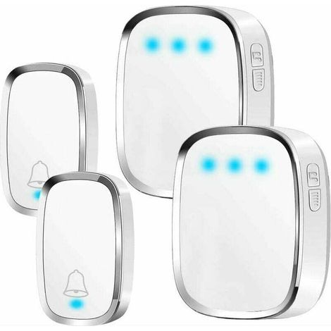 Wasserdichte, Kabellose Außentürklingel, 300 M Reichweite, 2 Sender Und 2 Empfänger, Kabelloses Türklingel-set Mit Blinkender Led, 36 Melodien, 4 Lautstärkestufen, Geeignet Für Den Heimgebrauch.