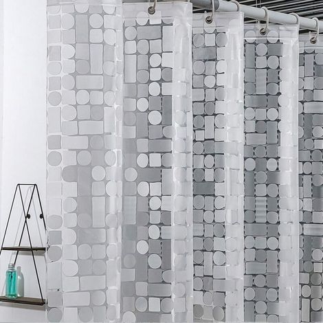 Wasserdichter Duschvorhang Mit 12 Haken, Weiß Kariert – 180 X 180 Cm