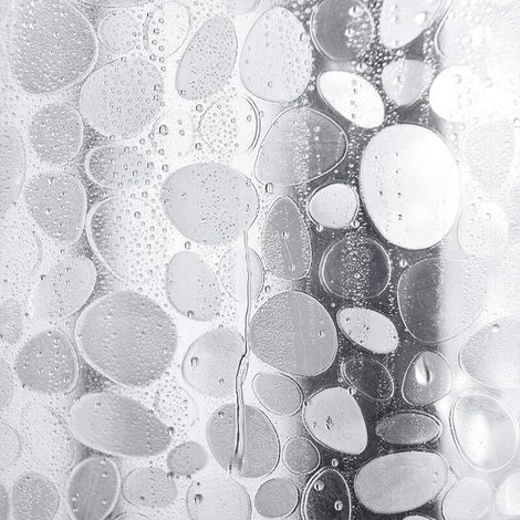 Wasserdichter Duschvorhang Mit 12 Haken – Weißes Kieselsteinmuster – 180 X 200 Cm