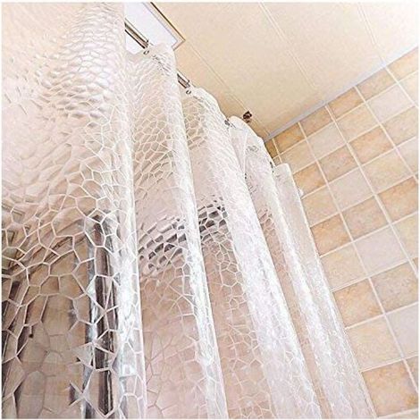 Wasserdichter Duschvorhang Mit 12 Haken – Weißes Wasserwürfelmuster – 180 X 200 Cm