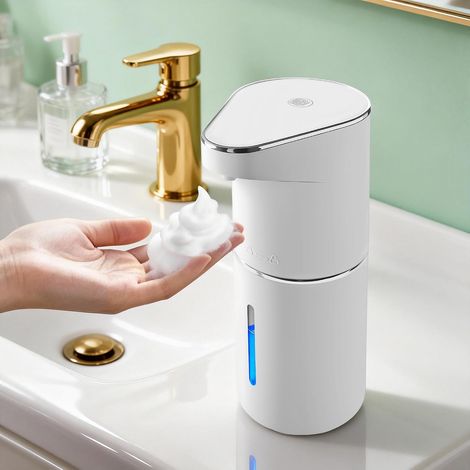 Weißer Schaumseifenspender – Usb-c-aufladbar, 350 Ml, 3 Schaumstufen, Wand- Oder Tischmontage, Ipx5 Wasserdicht