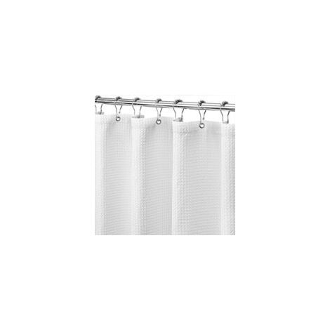 Weißer Waffel-duschvorhang 180×200 Cm – Hochwertiges, Strapazierfähiges Material, Schimmelresistent, Schnelltrocknend – Wasserdicht, Mit 12 Metallringen – Modernes Badezimmer