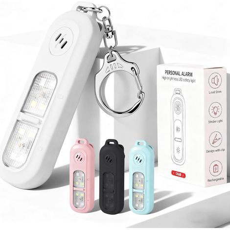 Wiederaufladbare Persönliche Sicherheitssirene Für Frauen, 130 Db Selbstverteidigungssirene Am Schlüsselanhänger Mit Stroboskop Und Led-taschenlampe, Bärenalarm, Notfallsirene Für Kinder