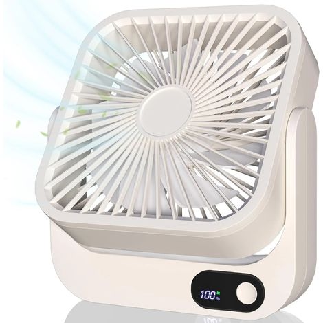 Wiederaufladbarer Und Netzbetriebener Magnetventilator – 5 Einstellbare Geschwindigkeitsstufen – Leiser Betrieb – Akkulaufzeit Von 5 Bis 12 Stunden