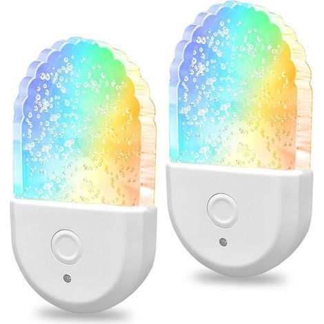 Zwei Nachtlichter Zum Einstecken, Farbwechselndes Nachtlicht Für Kinder, 6-farbiges Rgb-led-nachtlicht Zur Dekoration Von Badezimmer Und Kinderzimmer.