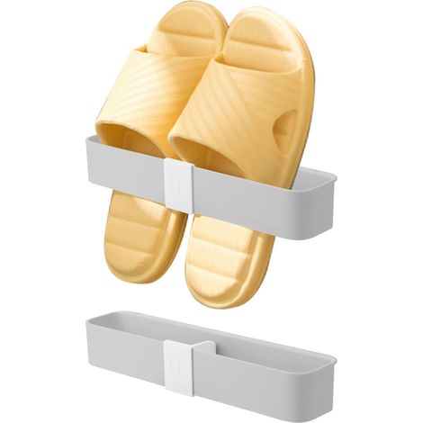 Zweiteiliger, Wandmontierter Pantoffelhalter, Pantoffelregal Für Zuhause, Duschschuhregal, Wandmontierter Duschpantoffelorganizer Mit Klebestreifen Für Bad Und Küche.