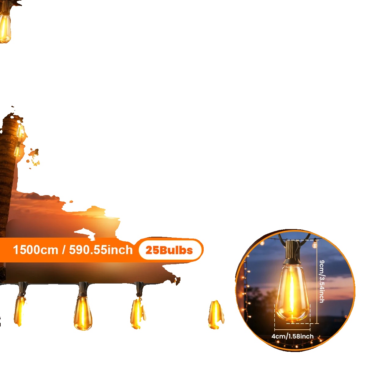 Led Solar Lichterkette, Einstellbare Helligkeit, Wetterfestes Design, 15m 25lampen