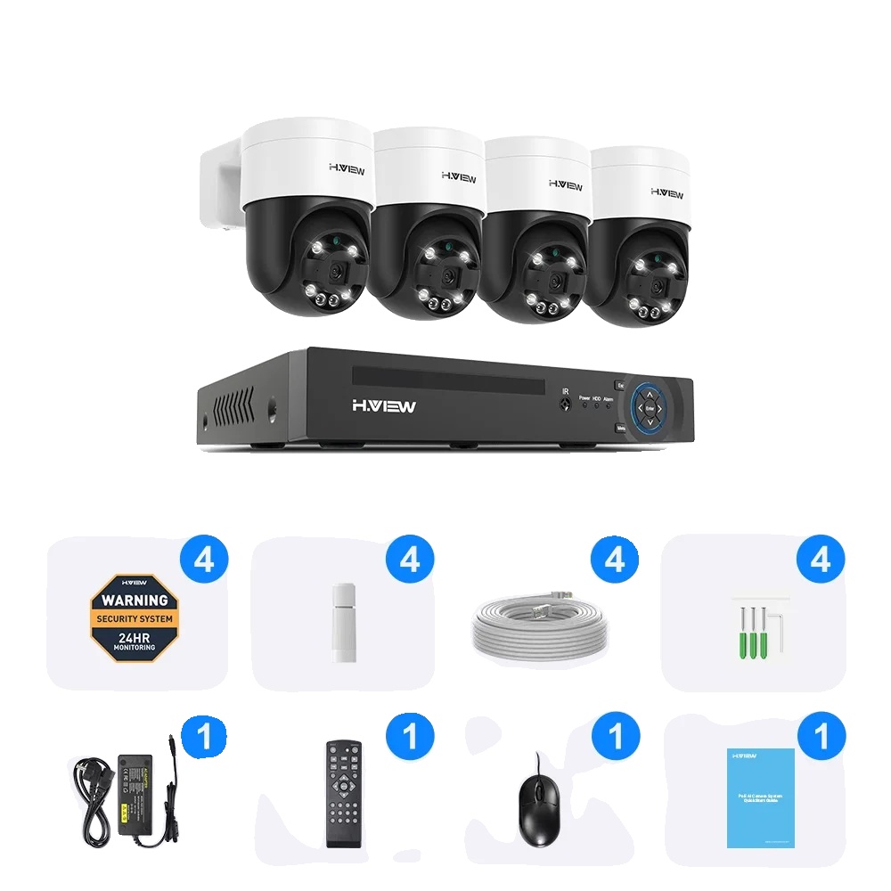 Sicherheitskamerasystem, 8mp Auflösung, Ki-erkennungstechnologie, 8mp 4pcs Kameras, 4t