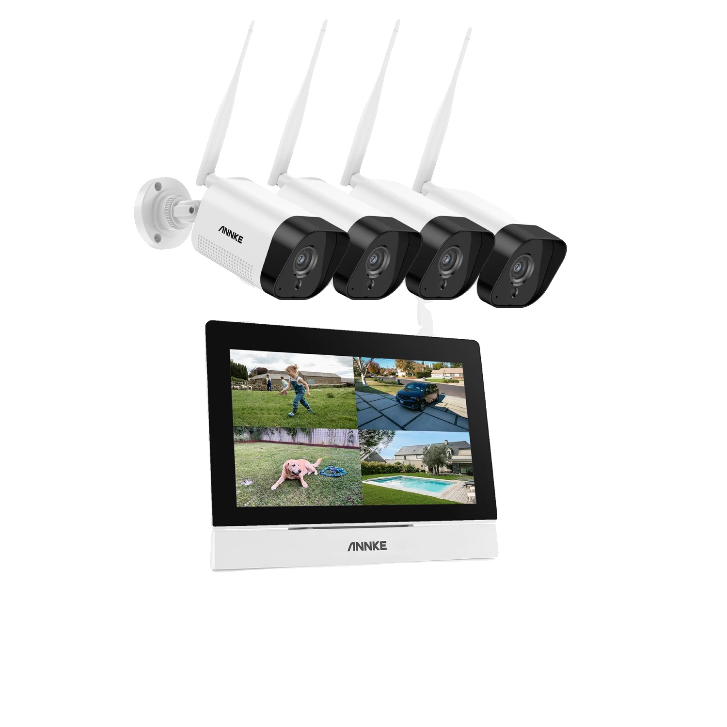 Sicherheitskit, 5mp Hd-auflösung, Kabellose Einrichtung, 4 Stück Kamera-a, Mit 64g Tf-a, Kein Stecker-b