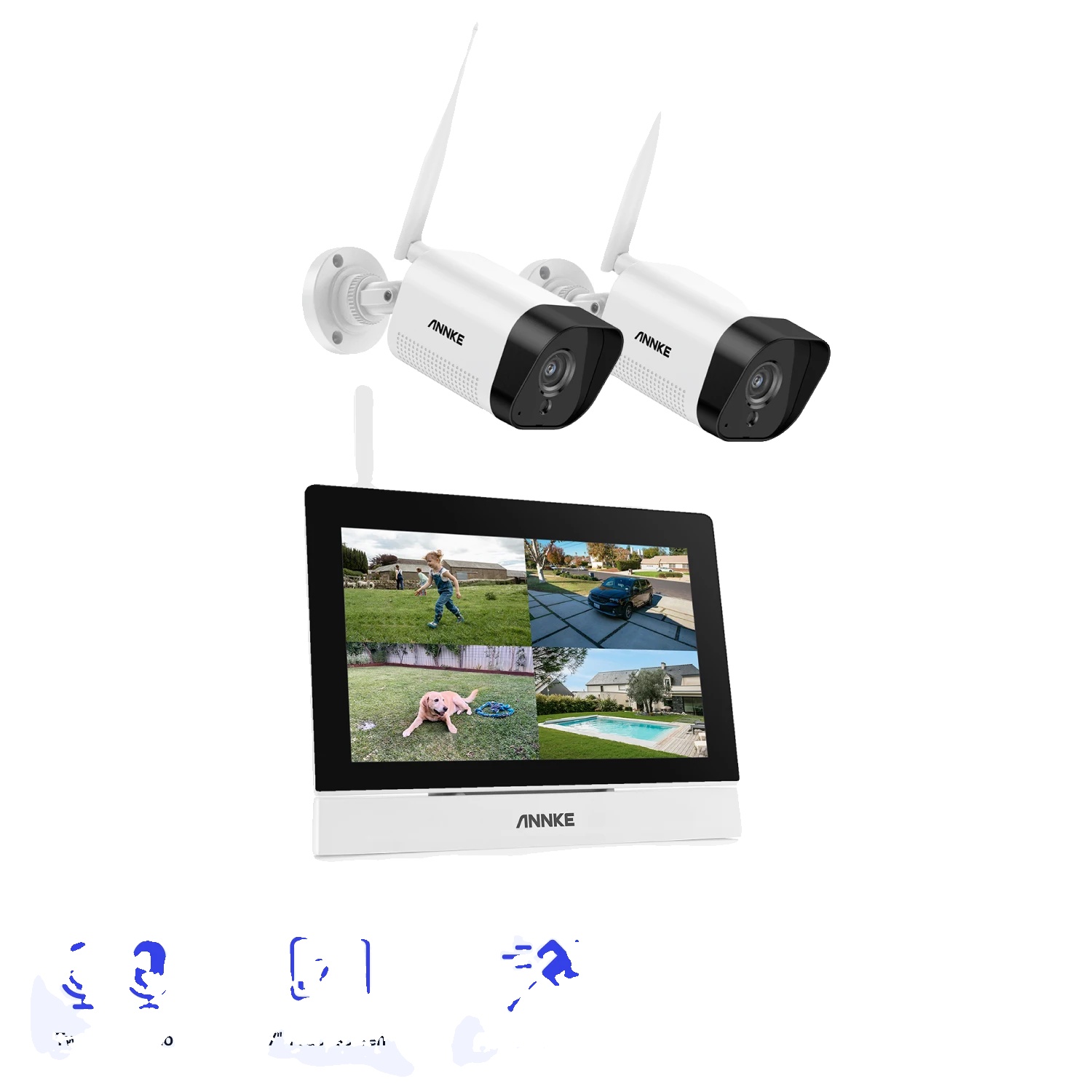 Sicherheitskit, 5mp Hd-auflösung, Kabellose Einrichtung, 2 Stück Kamera, Mit 64g Tf, Kein Stecker