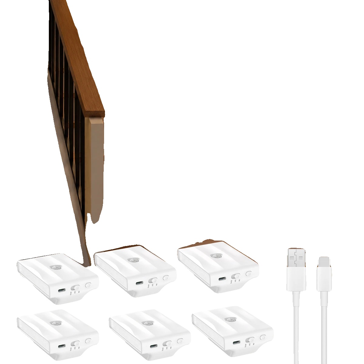 Bewegungsmelder Nachtlicht, Wiederaufladbar, 3 Einstellbare Modi, 6pcs