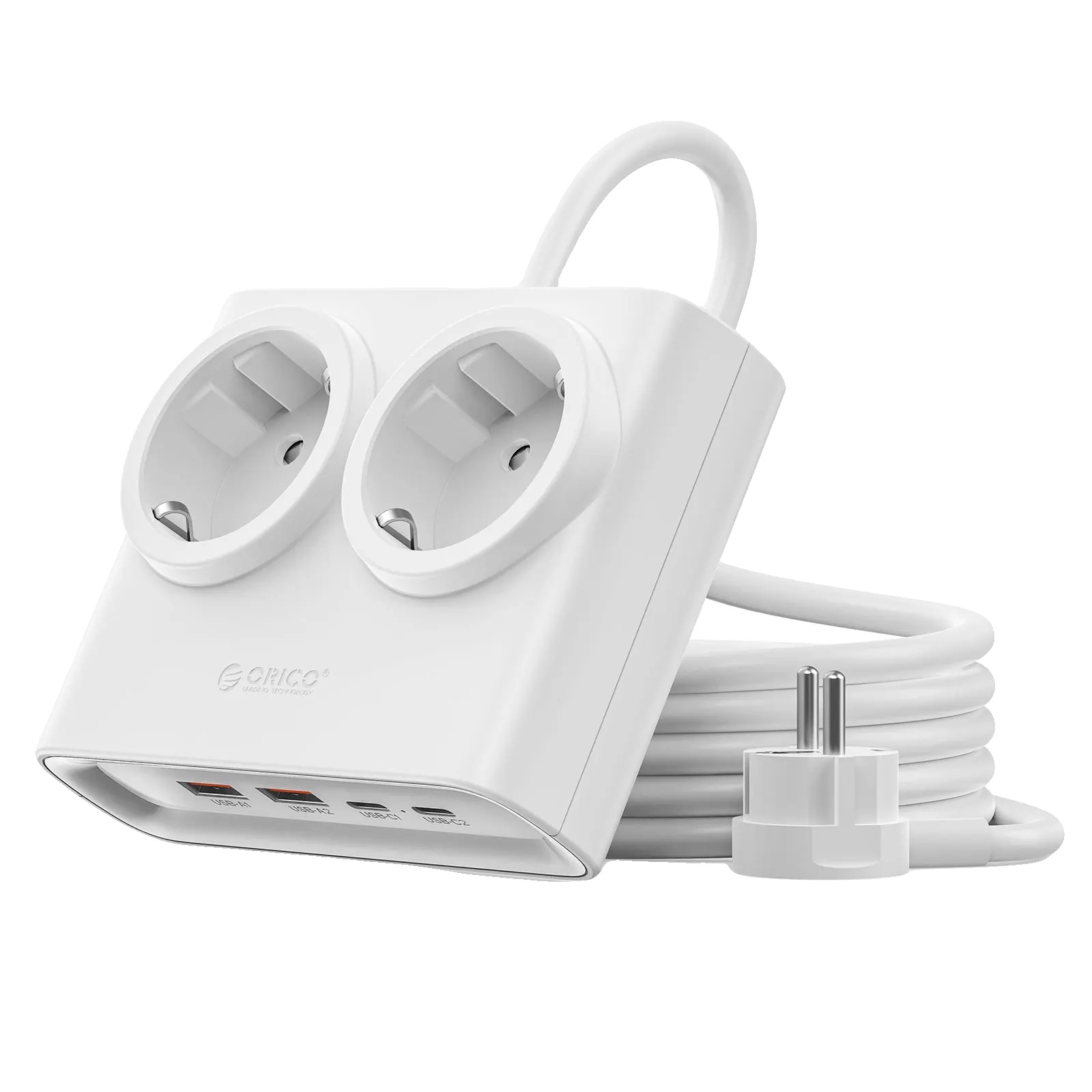 Steckdosenleiste, 2 Ac-steckdosen, 2 Usb-ports, 25w Eu Weiß