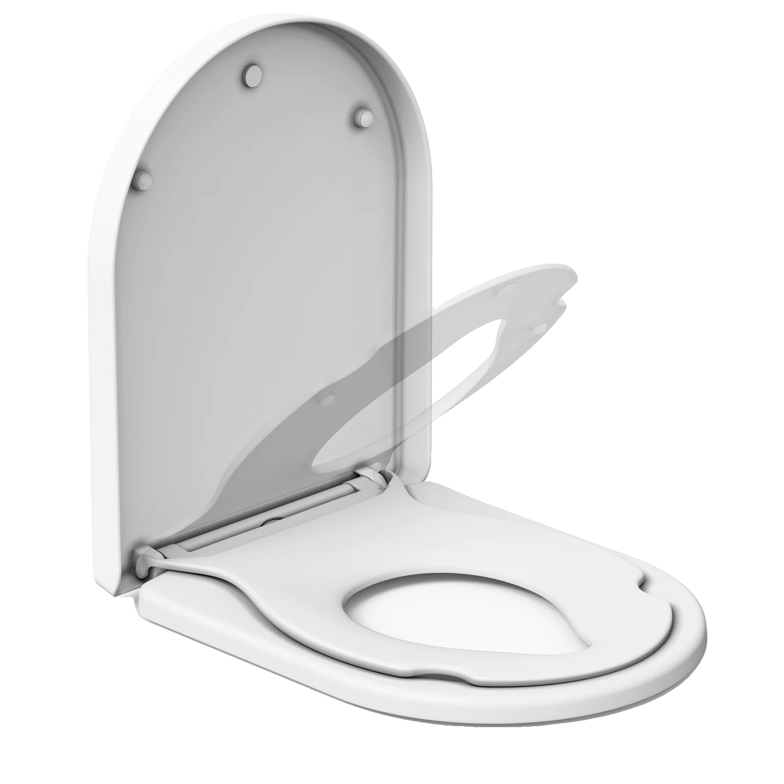 Toilettensitz, Langlebiges Polypropylen, Standardgröße, Verstellbare Scharniere, Sanft Schließender Mechanismus, Abnehmbarer Kindersitz