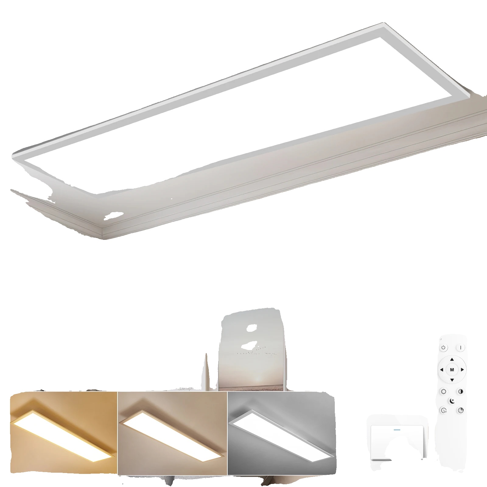 Deckenpaneelleuchte, Dimmbar, Mit Fernbedienung, 1pc, Wechselbar, Weiss, 31-40w