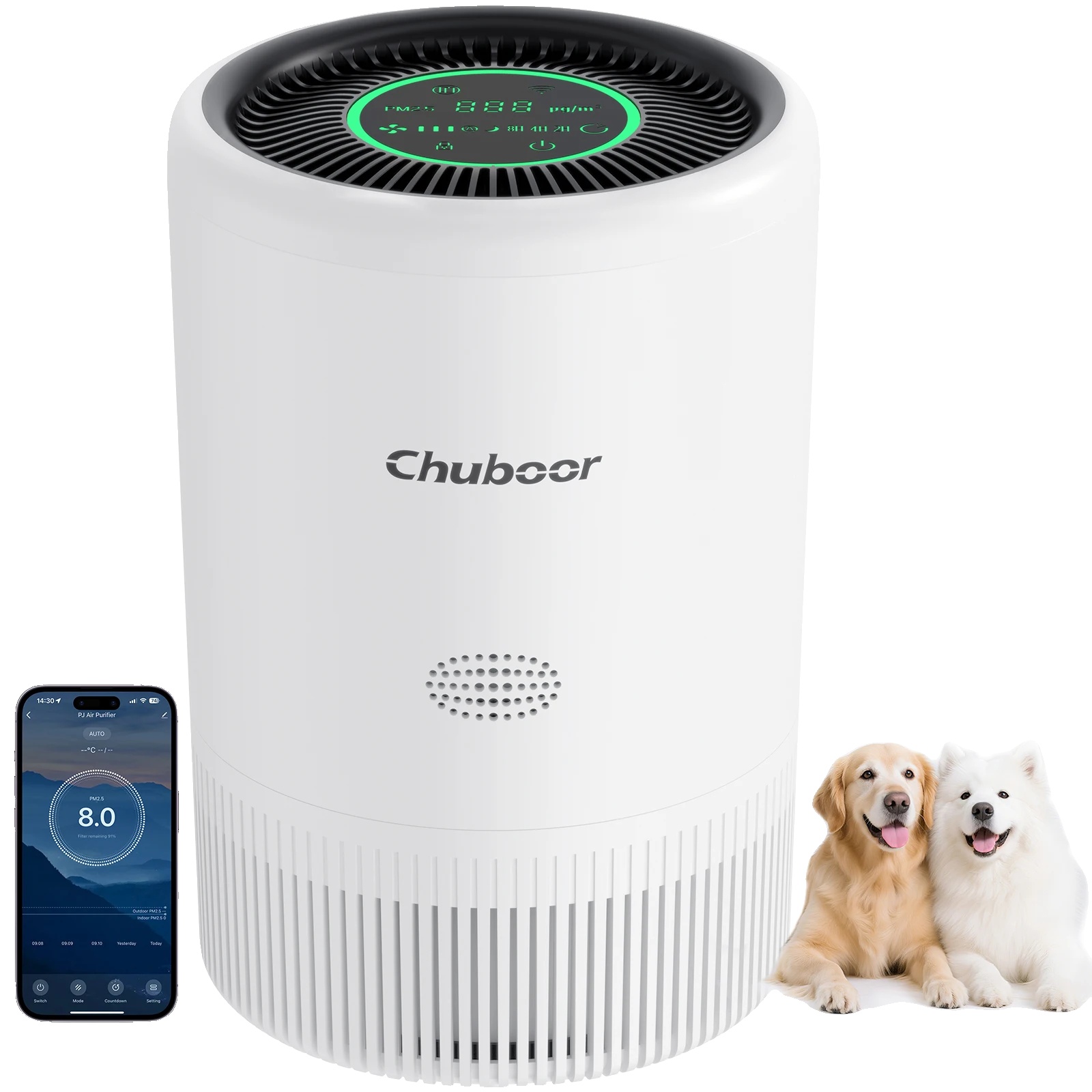 Luftreiniger, Echter H13 Hepa-filter, Ultra-leiser Betrieb, Weiß-wifi, 2.5kg