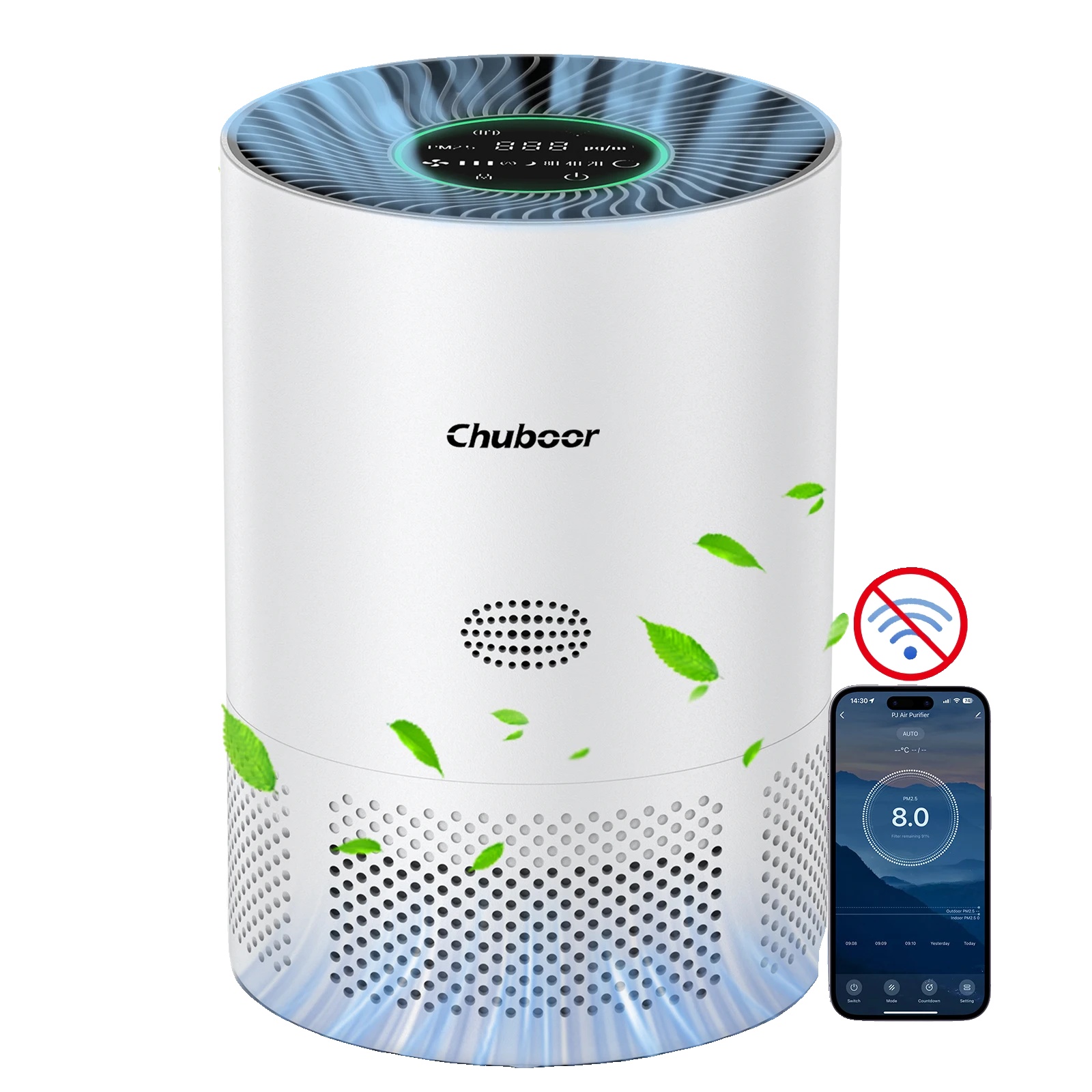 Luftreiniger, Echter H13 Hepa-filter, Intelligente Wi-fi-steuerung, Weiß-kein Wlan, 2.3kg