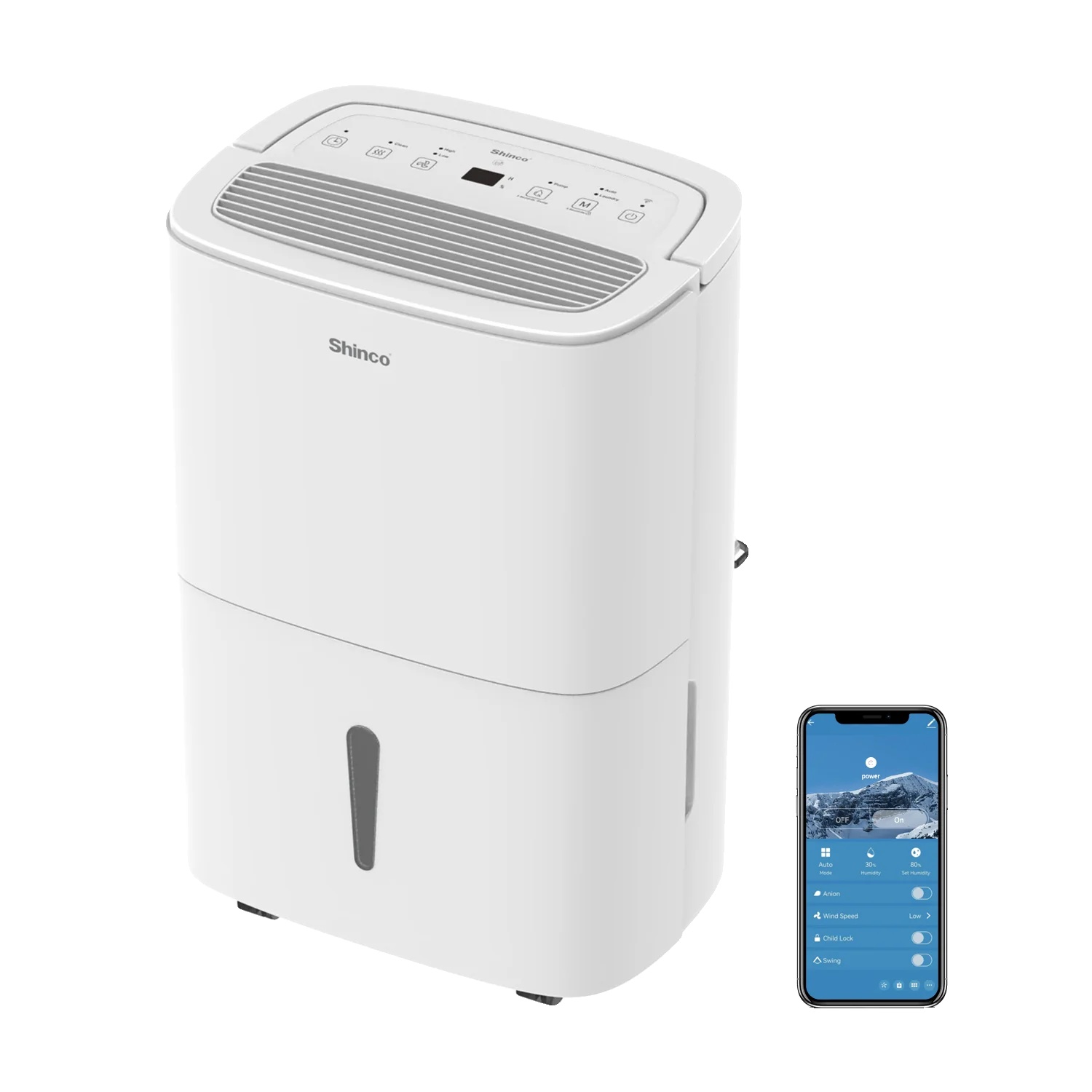 Entfeuchter, 7 L Wassertank, Aktivkohlefilter, Pumpenfunktion, Energieeffizient, Weiß