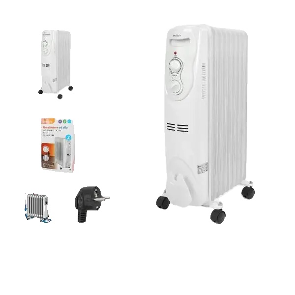 Tragbarer Ölradiator, Einstellbares Thermostat, Leiser Betrieb, Weiß