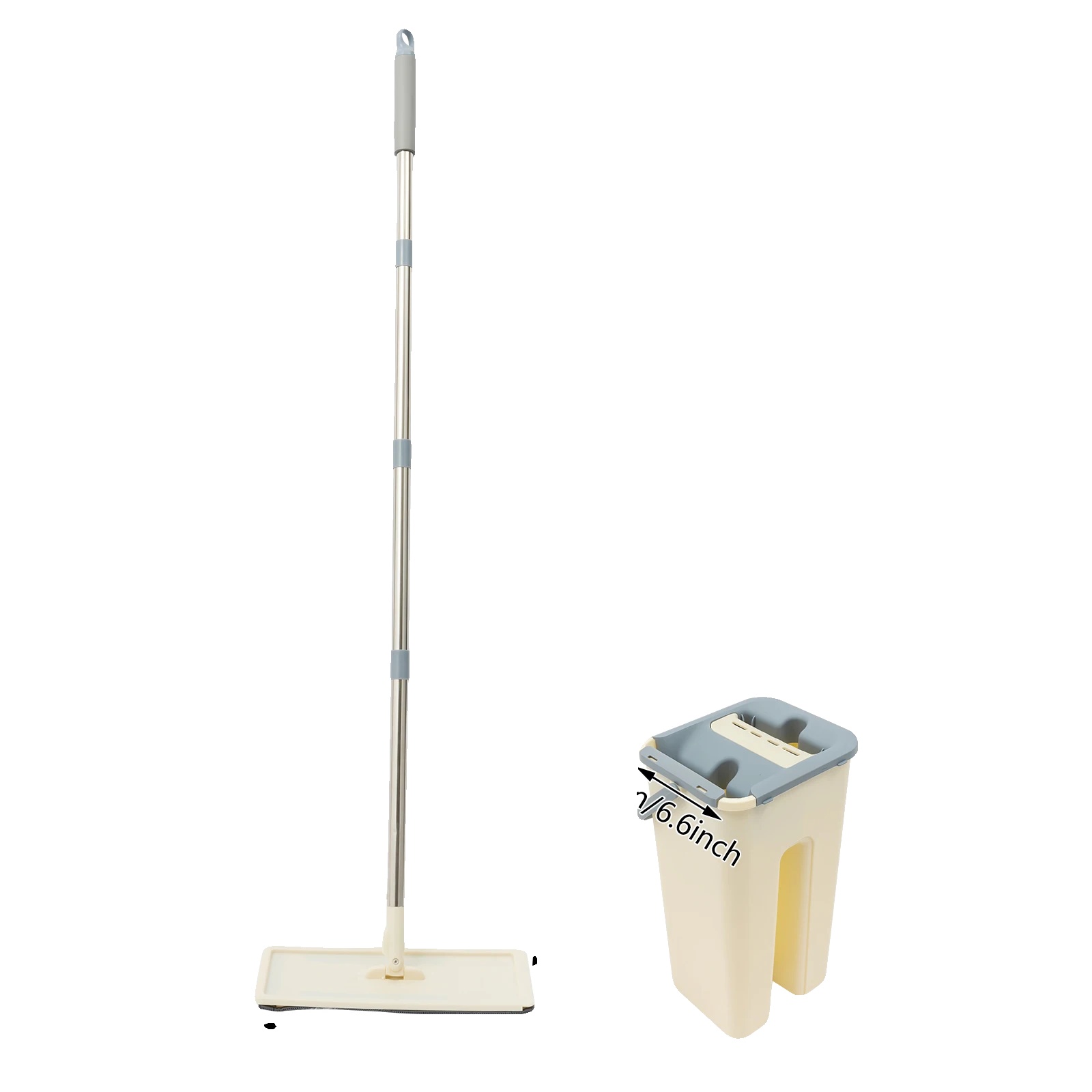 Flachmopp, 8l Eimer, 10 Wiederverwendbare Tücher, Weiss