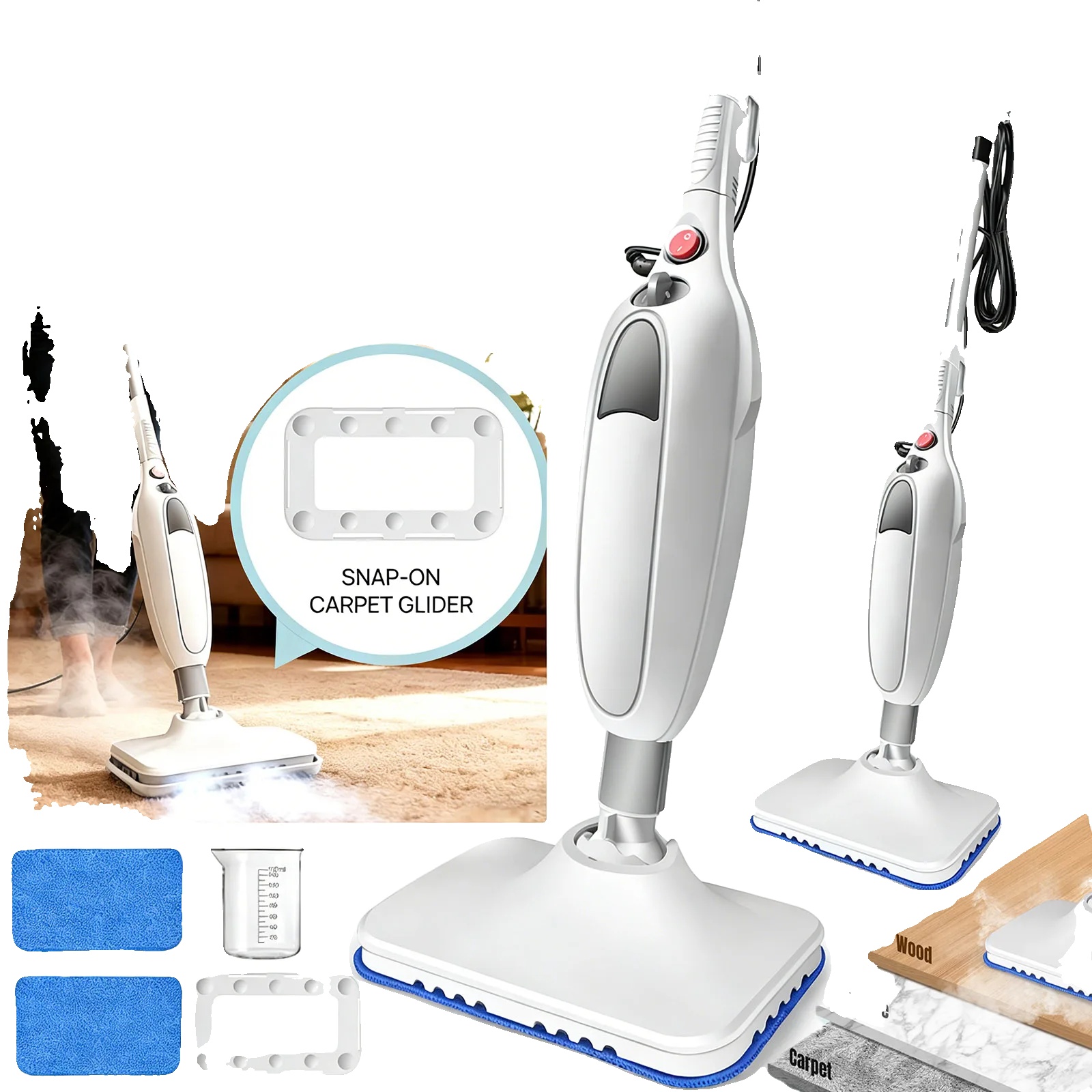 Dampfreiniger, Handheld-funktionalität, Schnelles Aufheizen, Weiss