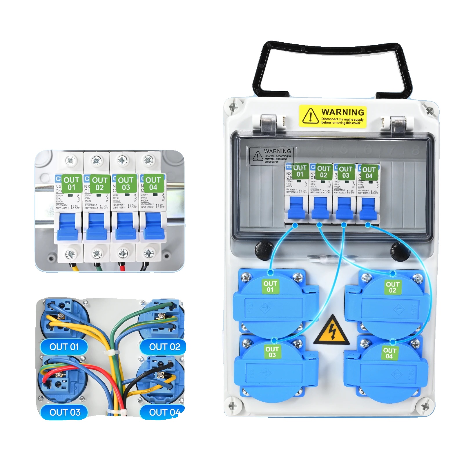 Tragbare Steckdosenbox, Wasserdichtigkeitsbewertung, Mehrere Steckdosen, A