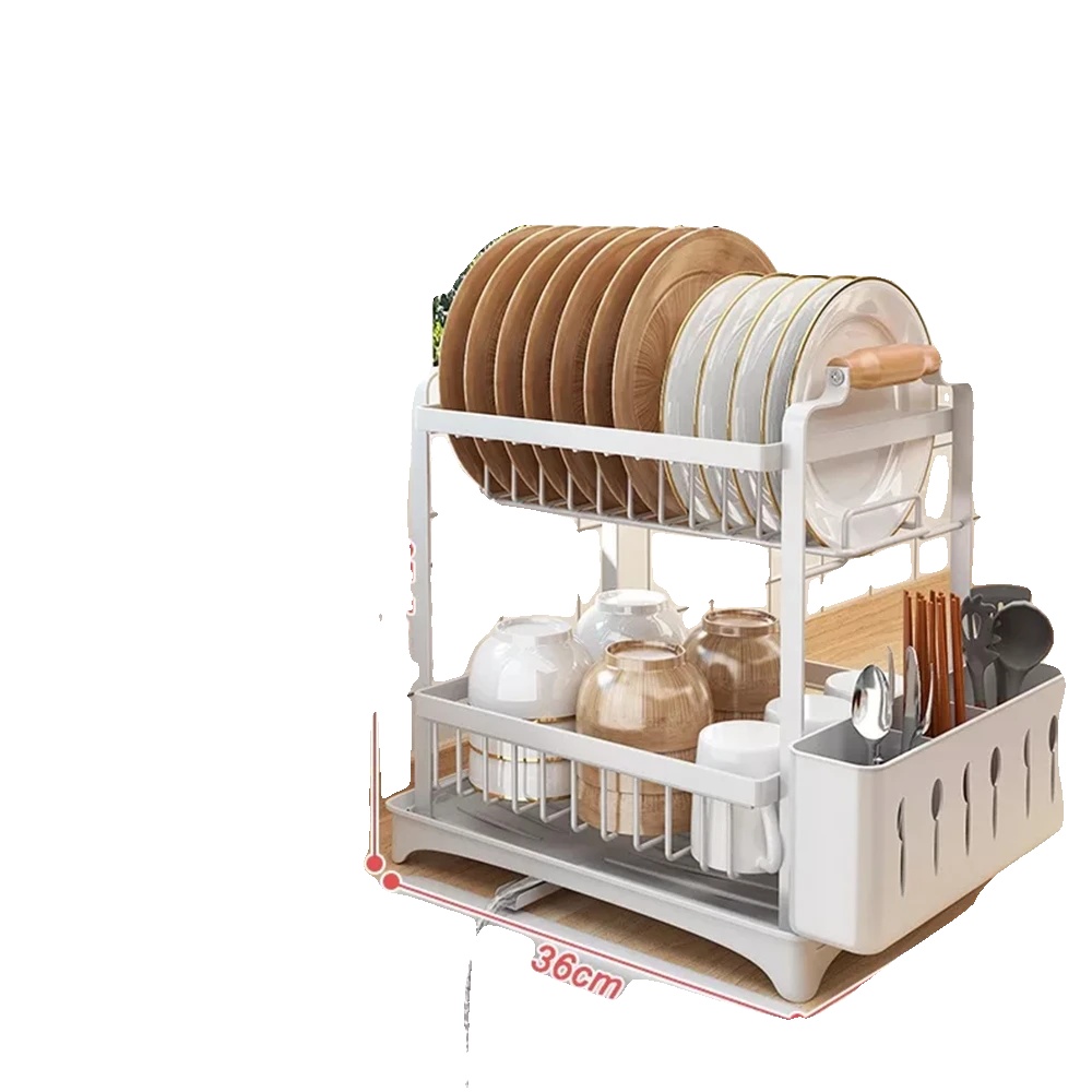 Geschirrabtropfer, 2-stufiges Design, Rostbeständig, Weiss