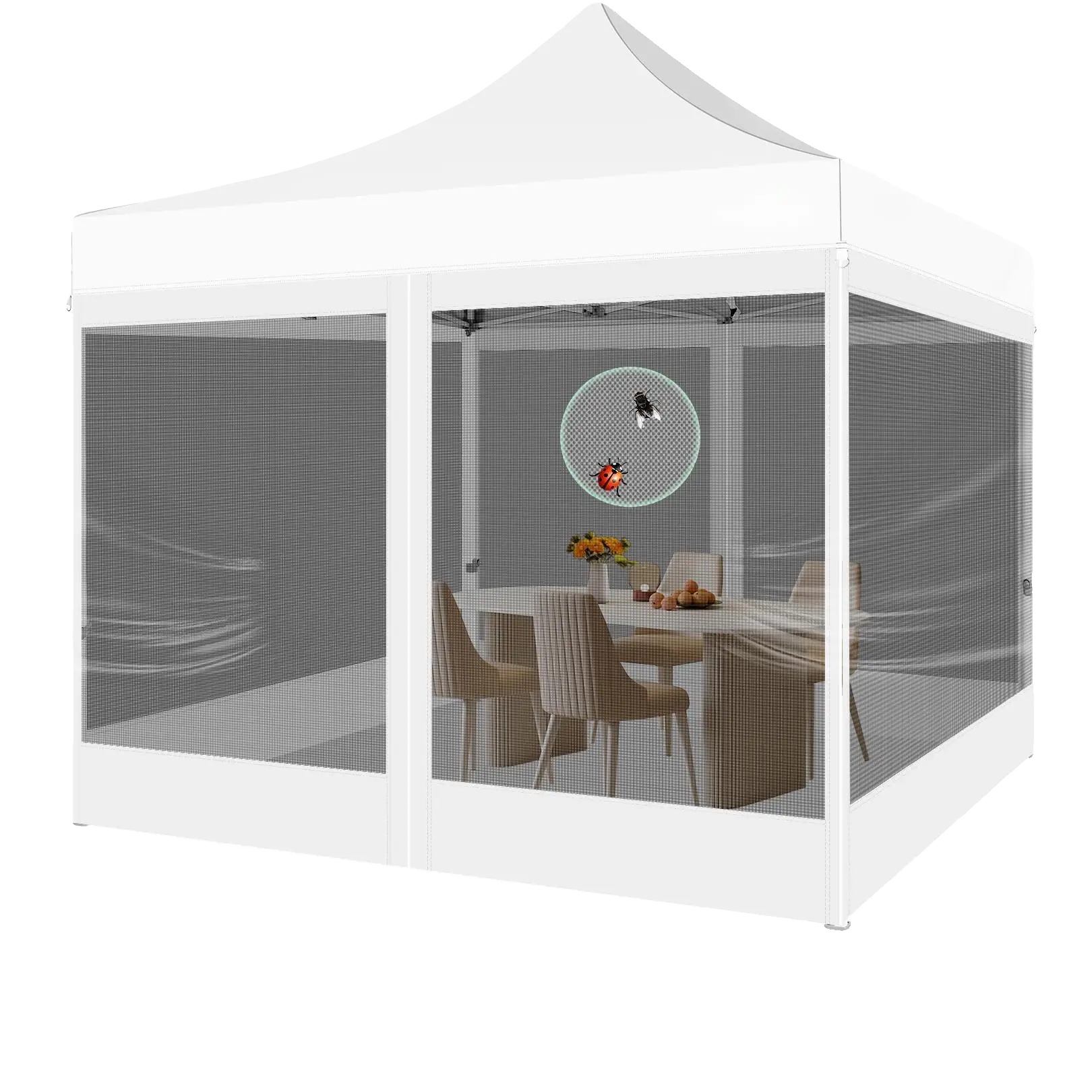 Pop-up-pavillon, Wasserdichtes Gewebe, Verstellbare Höhen, Weiss