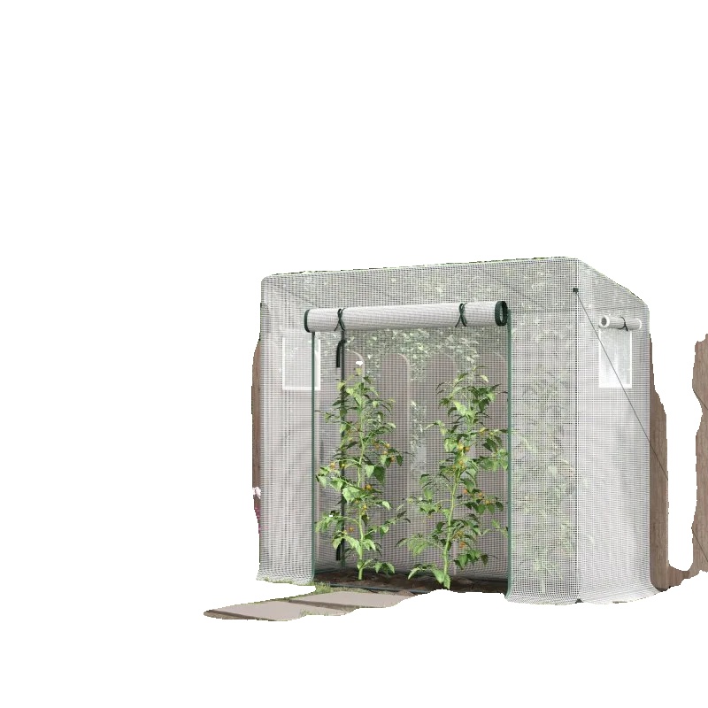 Gewächshaus, 200x68x196 Cm Abmessungen, Stahlrahmen, Rolltor, Seitenfenster, Winddicht