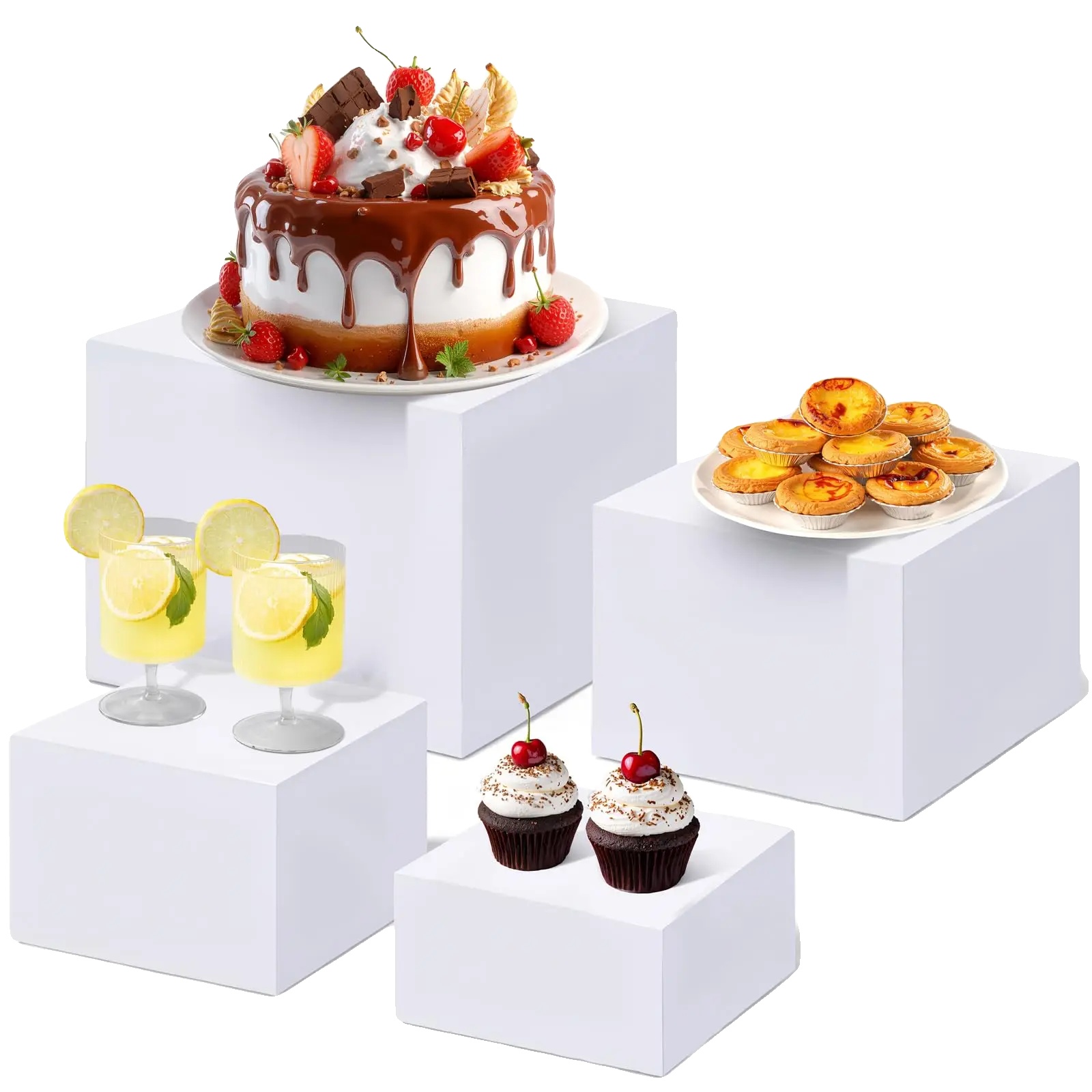 Buffetständer, Mehrhöhenanzeige, Robustes Acryl-design, 4pcs