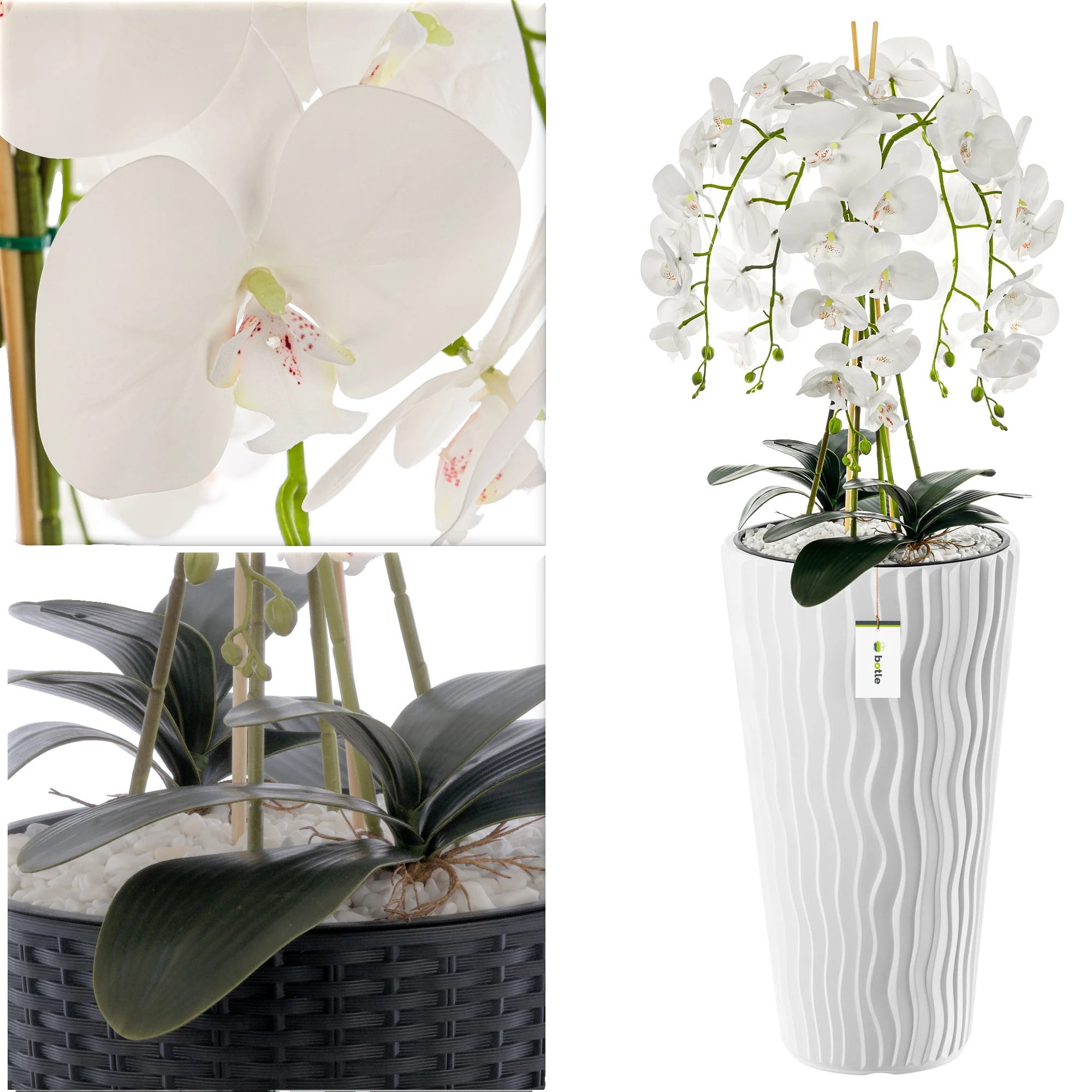 Kunstblume, Orchideenstrauß, Dekorative Vase, Weiss