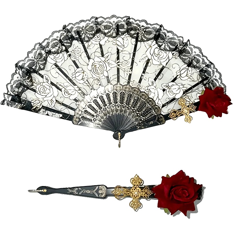 Handventilator, Elegantes Spitzen-design, Leicht Und Tragbar, 2stück