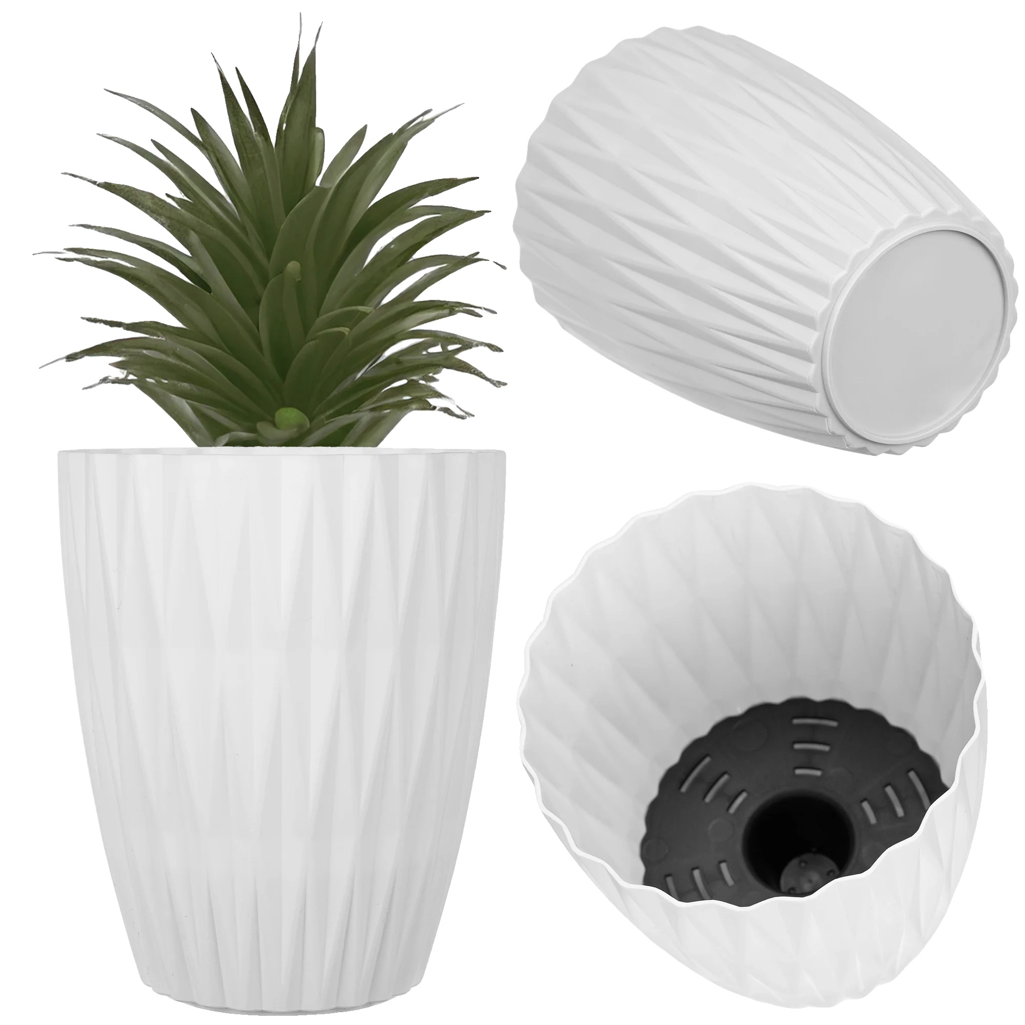 Kinderpflanztopf, Modernes Geometrisches Design, Integriertes Entwässerungssystem, Weiss