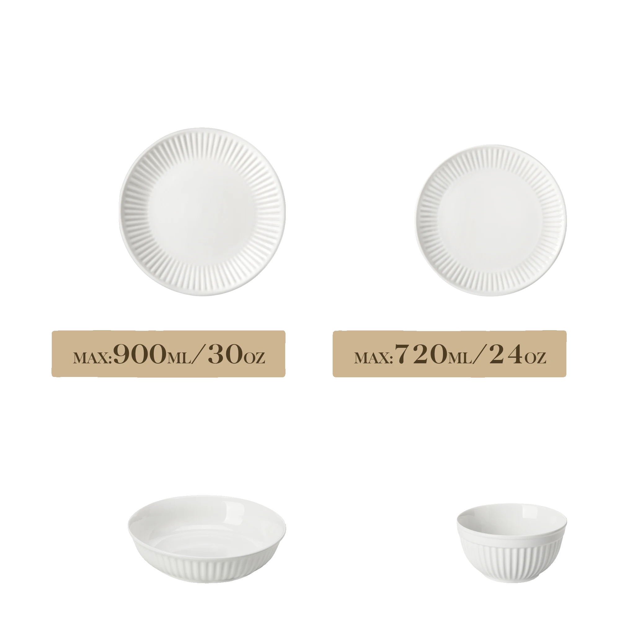 Keramisches Geschirrset, Elegantes Runddesign, Spülmaschinenfest, Weiß, 2 Sätze Von 12pcs-a