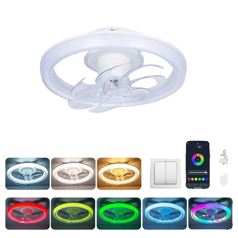 Deckenventilatorlampe, Rgb-beleuchtung, Fernbedienung, Oszillierende Ventilatorlampe, 7