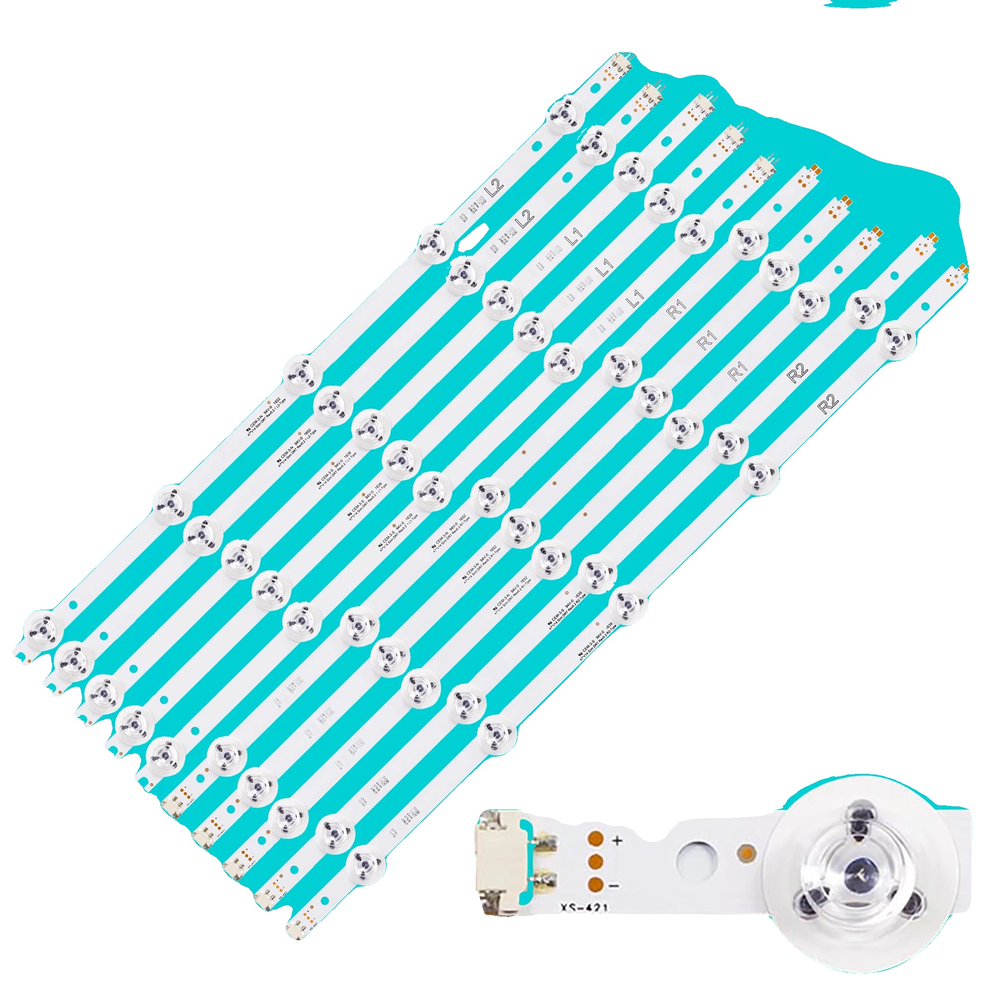Led-hintergrundbeleuchtungsstreifen, 930 Mm Länge, 9 Led-perlen Pro Streifen, 3 V Spannung, Kompatibilität Mit Verschiedenen Modellen, Modellnummer