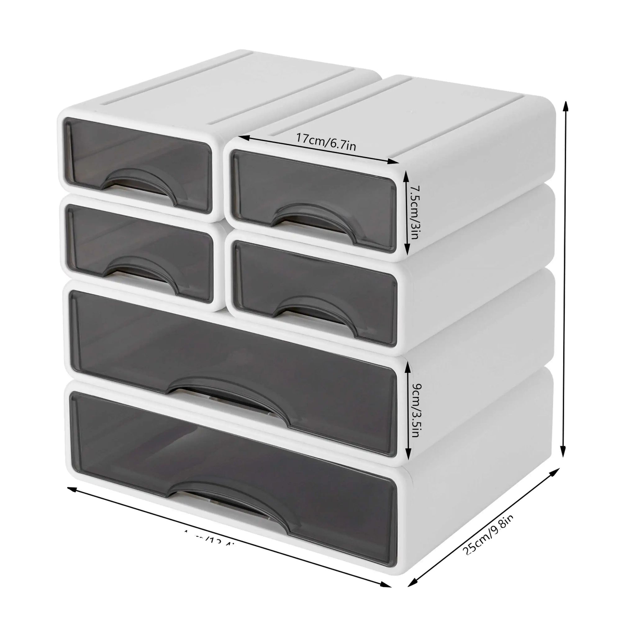 Schreibtischorganizer, 6 Abnehmbare Schubladen, Multifunktionale Aufbewahrung, Weiss
