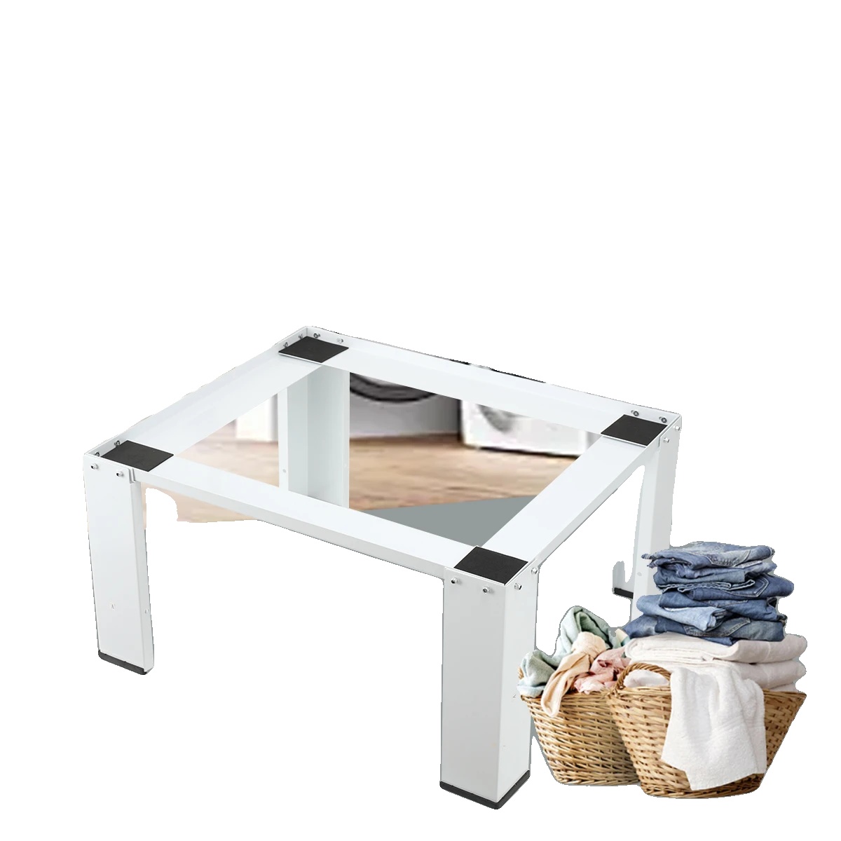 Waschmaschinenbasis, Stahl, 62,5 Cm X 54,5 Cm, Tragfähigkeit: 150 Kg, Einzelstufe, Bodentyp