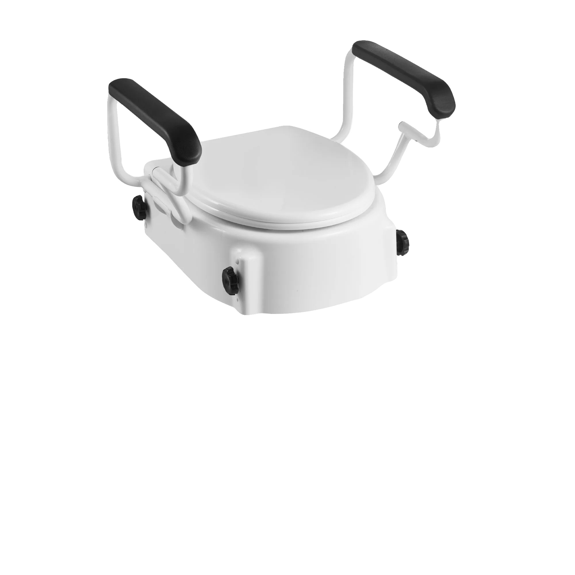 Erhöhter Toilettensitz, Verstellbare Höhe, Gepolsterte Armstützen, Hochklappbare Armlehne
