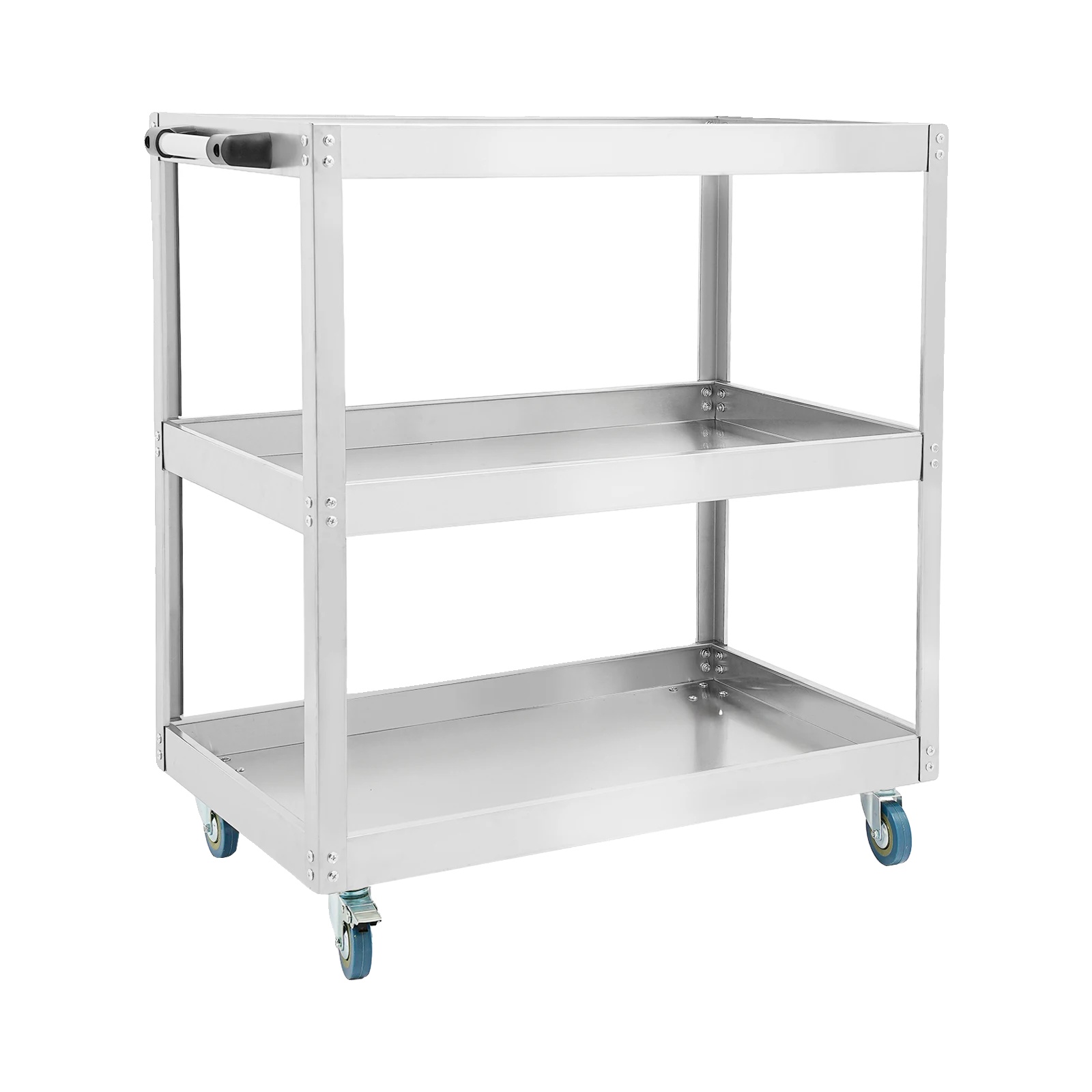 Werkstattwagen, 3 Ebenen, Tragfähigkeit 150-200 Kg, Abmessungen 66 X 35 X 71 Cm, Edelstahl, 4 Universalräder