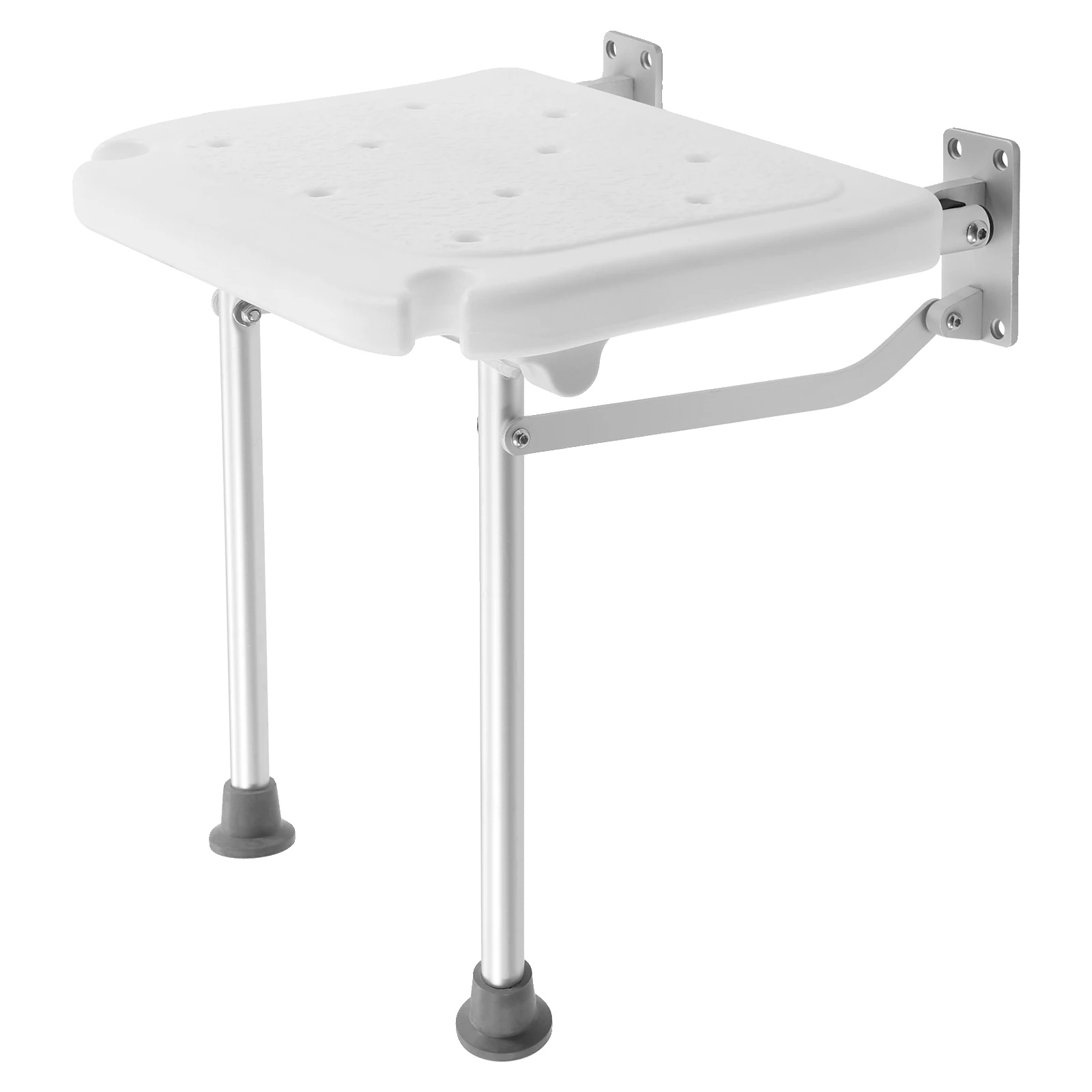 Wandmontierter Duschstuhl, 100 Kg Tragfähigkeit, Platzsparendes Design, Weiß