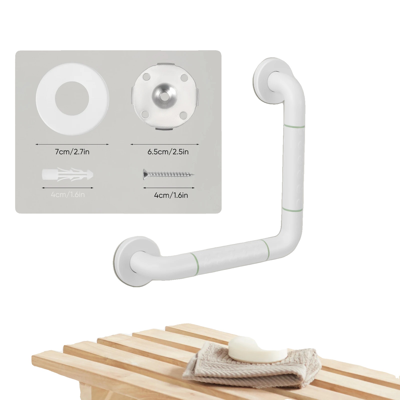 Toilettensicherheitsgeländer, Verstellbare Winkel, Ergonomisches Design, Weiss