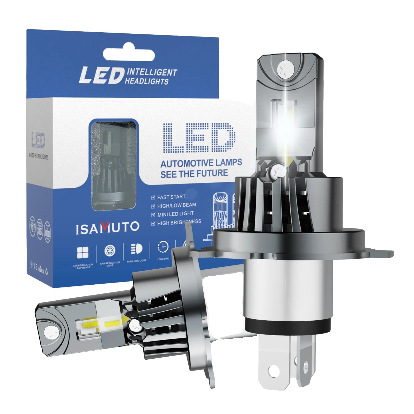 Led Stirnlampe, 10000 Lm Helligkeit, Wasserdichtes Design, H4