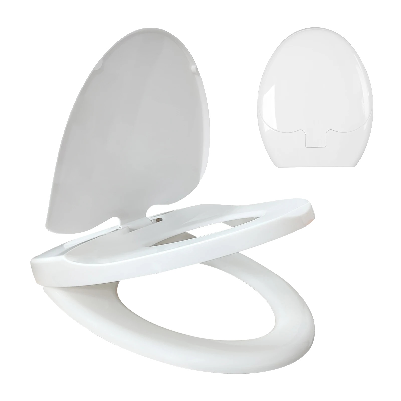 Toilettensitz, Sanfter Schließmechanismus, Schnelle Abnahme, O-förmig, Weiss
