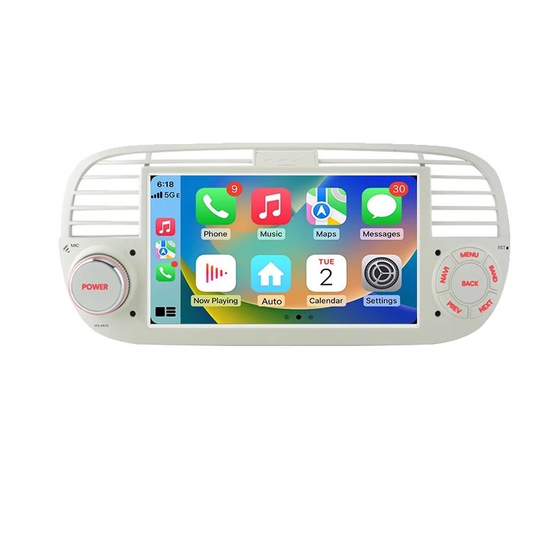Autoradio, Touchscreen, Erweiterte Funktionen, Kompatibel Mit Fiat 500 2007 - 2015, Kabellos Für Apple, V1 (2gb+64gb) Weiß