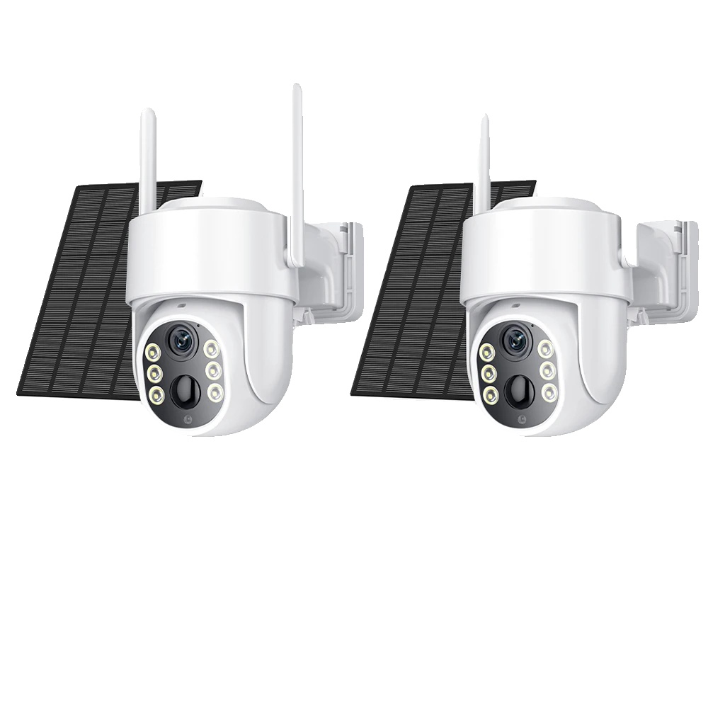 Überwachungskamera, Solarbetrieben, 360° Sichtwinkel, 2pcs Cam Ohne Karte